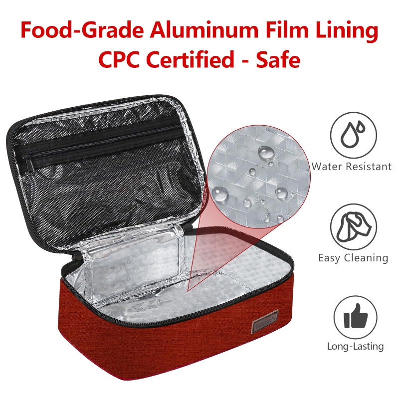 Gloppie Small Lunch Bag Insulated Lunch Box for Women Girls Kids Mini Lunchbox Adult Portable Cooler Bags Reusable Snack Bag Thermal Lunch Boxes, Wine Red - Image 3